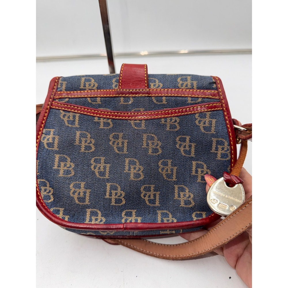 Dooney & Bourke Vintage Monogram Denim Leather Crossbody Bag Blue Red J92050 - Picture 6 of 15